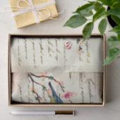 Oude Blauwe Vogel Kersenbloesem Boom Decoupage Tissuepapier (Geschenk)