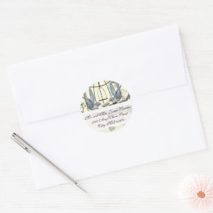 Oude Blauwe Vogel Trouw Retouradres Ronde Sticker