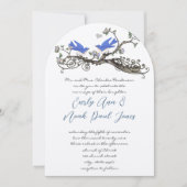 Oude Blauwe Vogels Huwelijksuitnodigingen Kaart (Voorkant)