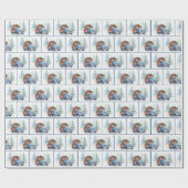 Oude Blauwe Vrachtwagen met Kerstmislijn Cadeaupapier (Vlak)