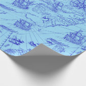 Oude blauwe zeeen cadeaupapier (Hoek)