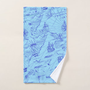 Oude blauwe zeeen handdoek