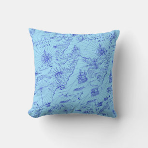 Oude blauwe zeeen kussen