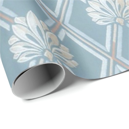 Oude blauwtongen met blauwe tast voor behangselpap cadeaupapier (Rol Hoek)