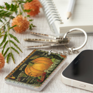 Oude bliklabelkunst, Vlinderpompoen Groente Sleutelhanger