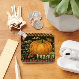 Oude bliklabelkunst, Vlinderpompoen Groente Sleutelhanger