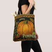 Oude bliklabelkunst, vlinderpompoen groente tote bag (Dichtbij)