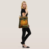 Oude bliklabelkunst, vlinderpompoen groente tote bag (Op model)