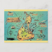 Oude Block Island Kaart Ansichtkaart (Voorkant)