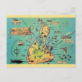 Oude Block Island Kaart Ansichtkaart