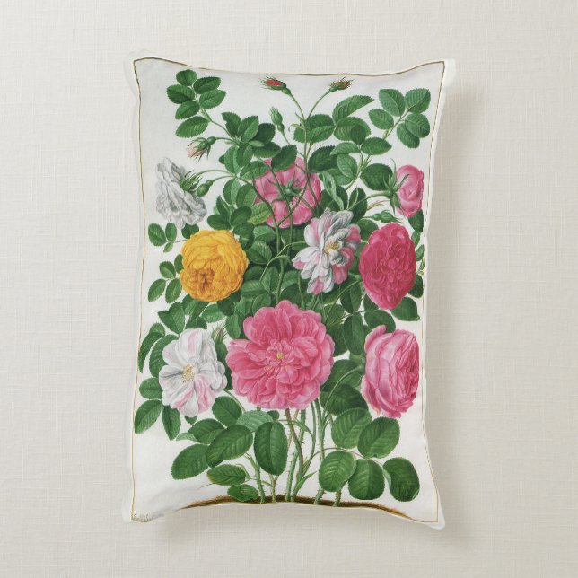 Oude bloeiende bloemen, lentetuinrozen accent kussen (Achterkant (Verticaal))
