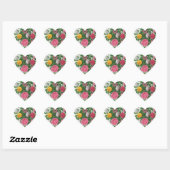 Oude bloeiende bloemen, lentetuinrozen hart sticker (Vel)