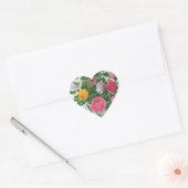 Oude bloeiende bloemen, lentetuinrozen hart sticker (Envelop)