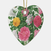 Oude bloeiende bloemen, lentetuinrozen keramisch ornament (Links)