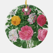 Oude bloeiende bloemen, lentetuinrozen keramisch ornament (Achterkant)