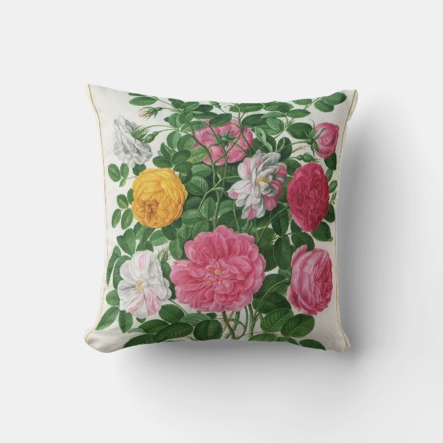 Oude bloeiende bloemen, lentetuinrozen kussen (Voorkant)