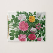 Oude bloeiende bloemen, lentetuinrozen legpuzzel (Horizontaal)