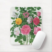 Oude bloeiende bloemen, lentetuinrozen muismat (Met muis)