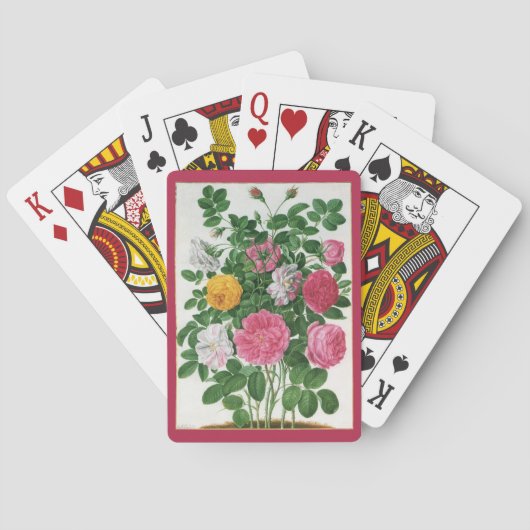 Oude bloeiende bloemen, lentetuinrozen pokerkaarten (Achterkant)