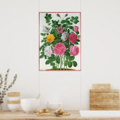 Oude bloeiende bloemen, lentetuinrozen poster (Keuken)