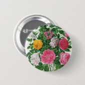 Oude bloeiende bloemen, lentetuinrozen ronde button 5,7 cm (Voorkant /achterkant)