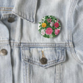 Oude bloeiende bloemen, lentetuinrozen ronde button 5,7 cm (In situ)