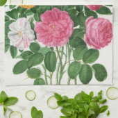 Oude bloeiende bloemen, lentetuinrozen theedoek (Gevouwen)