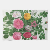 Oude bloeiende bloemen, lentetuinrozen theedoek (Horizontaal)
