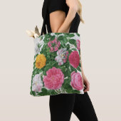 Oude bloeiende bloemen, lentetuinrozen tote bag (Dichtbij)