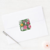 Oude bloeiende bloemen, lentetuinrozen vierkante sticker (Envelop)