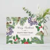 Oude bloem- en bessenguirlande feestdagenkaart (Staand voorkant)