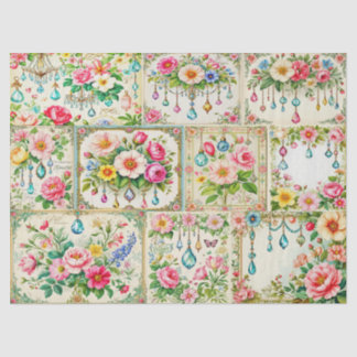 Oude bloem- en juweelzijdepapier. tissuepapier