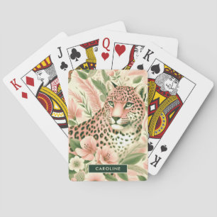 Oude bloem jungle luipaard pokerkaarten