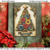 Oude Bloem Kerstboom Paneel EL2R Decoupage Tissuepapier