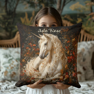 Oude Bloem Unicorn Weide Whimsisch Sprookje Kussen
