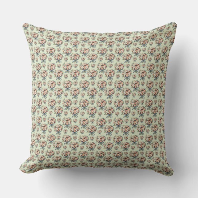 Oude bloemboeket klassiek patroon throw kussen (Voorkant)