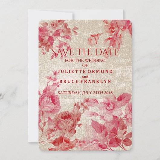 Oude Bloemen - Bewaar de Datumkaart Save The Date (Voorkant)