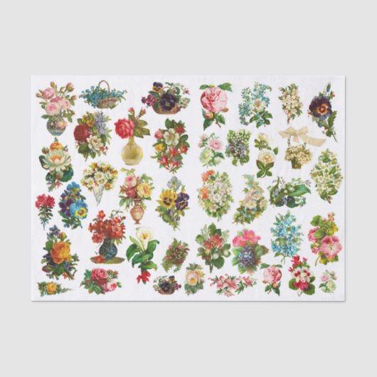 Oude Bloemen Collage Decoupage Prints Tissuepapier (Voorkant)