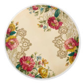 Oude Bloemen En Kant Keramische Knop (Voorkant)