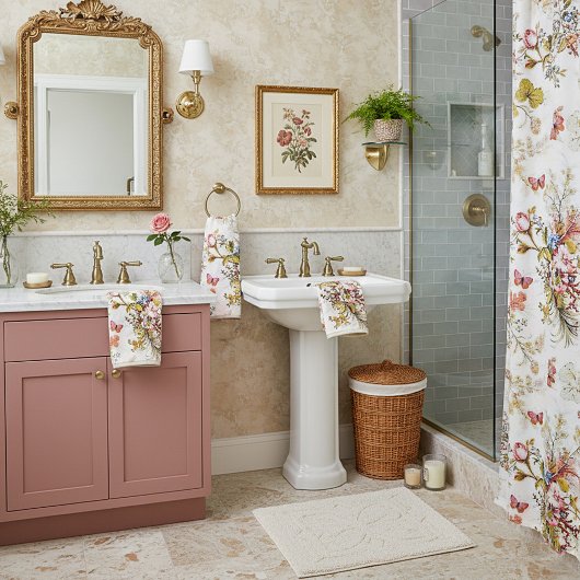 Oude bloemen en vlinders bad handdoek