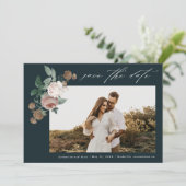 Oude Bloemen Foto Bruiloft Bewaar De Datum Save The Date (Staand voorkant)
