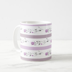 Oude bloemen gestreepte patroon wit beige roze  koffiemok