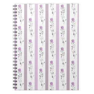 Oude bloemen gestreepte patroon wit beige roze notitieboek