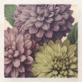 Oude Bloemen Glazen Onderzetter
