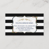Oude bloemen goud zwart & witte strepen visitekaartje (Achterkant)