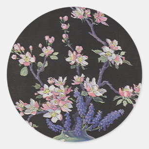 Oude bloemen, Kersenbloesem Bloemen in een Vaas Ronde Sticker