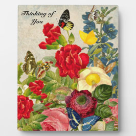 Oude Bloemen met Vlinders Denk aan Jou Fotoplaat