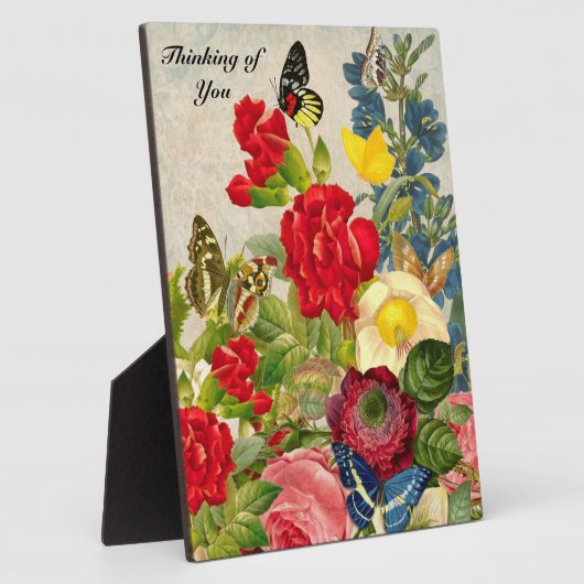 Oude bloemen met vlinders Denk aan jou Fotoplaat (Zijkant)