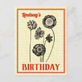 Oude bloemen Naam om aan te passen Bloemige Verjaa Uitnodiging Briefkaart