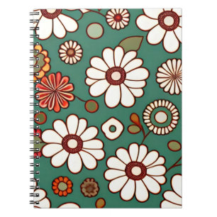 Oude bloemen op een groene achtergrond notitieboek